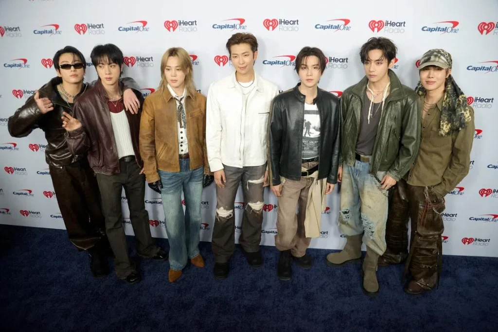 Jungkook, Jin, Jimin, RM, Suga, V and J-Hope of BTS at the 2026 iHeartRadio Music Festival